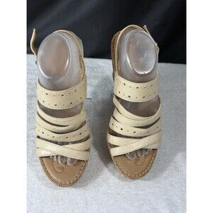 Born Marly’s Cream Leather Cork Wedge 4.5”Heels  Sz 10